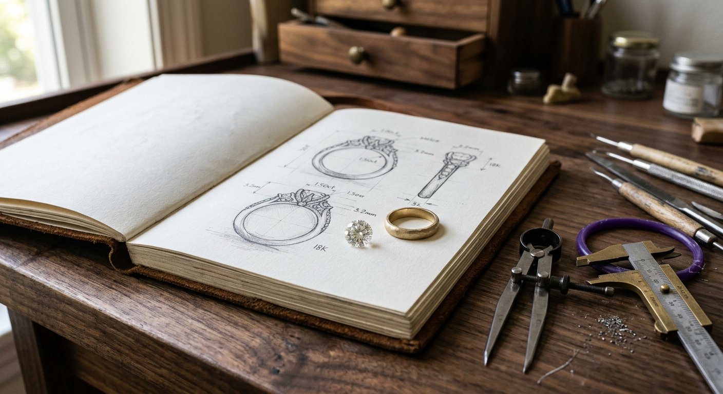 Jeweller setting a diamond at the workbench