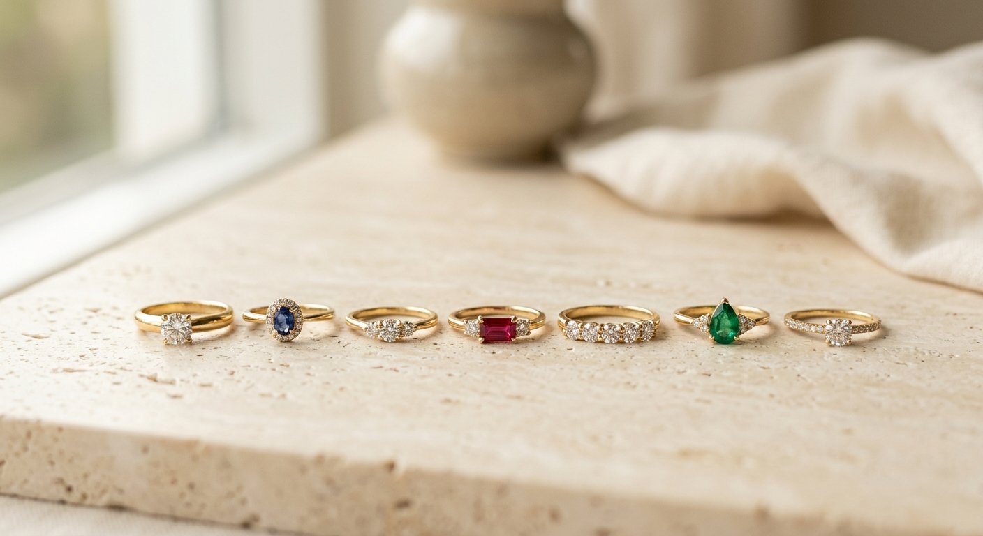 Gold and diamond rings collection